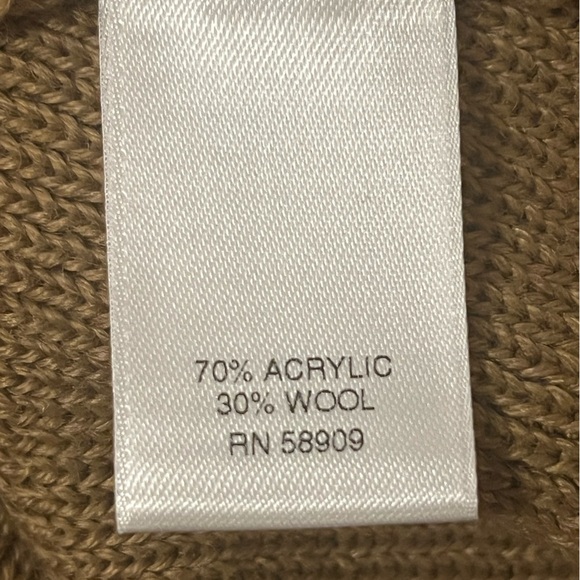 Cremieux Leather Trim  Poncho Sweater Camel Brown Wool Blend, size L - Picture 8 of 8